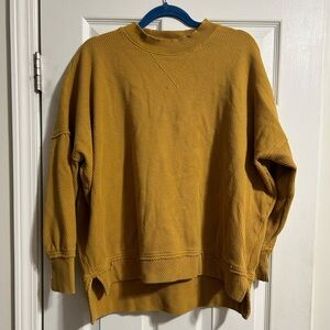 Aerie Mustard Distressed Crewneck Sweater